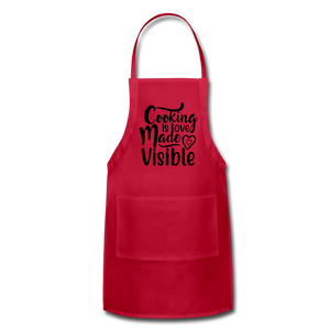 Cooking Is Love Made Visible - Black - Adjustable Apron - red