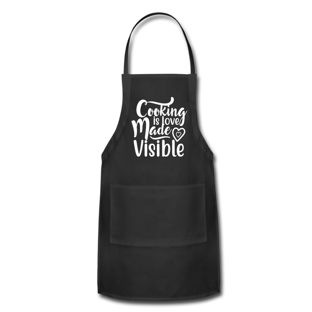 Cooking Is Love Made Visible - White - Adjustable Apron - black