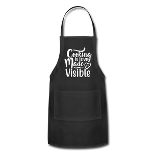 Cooking Is Love Made Visible - White - Adjustable Apron - black