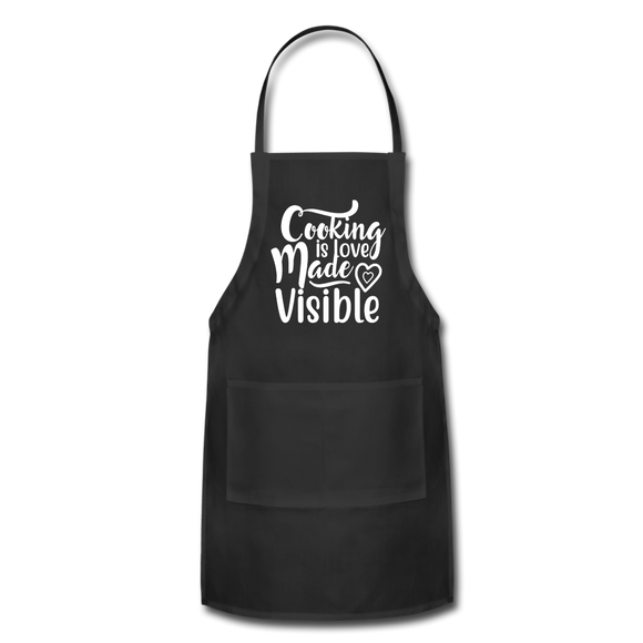 Cooking Is Love Made Visible - White - Adjustable Apron - black
