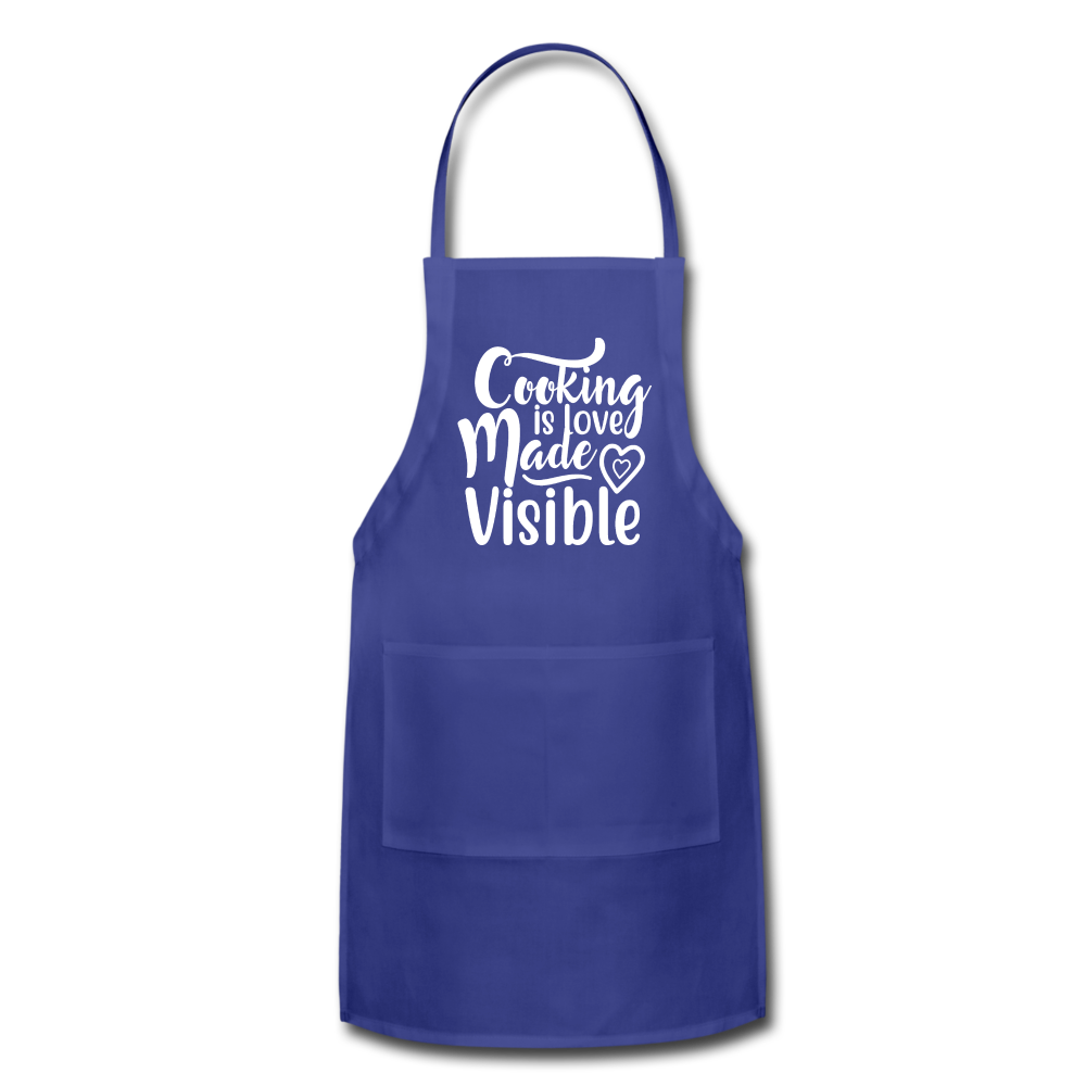 Cooking Is Love Made Visible - White - Adjustable Apron - royal blue