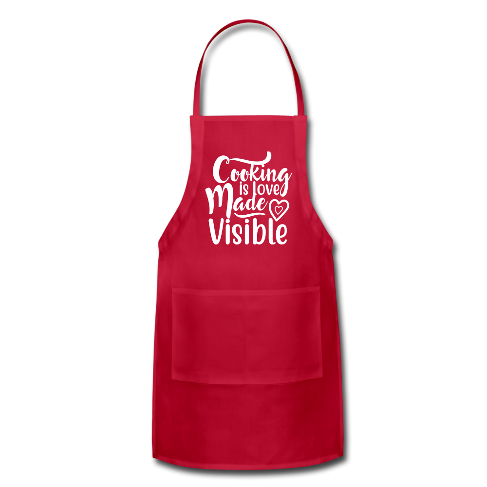 Cooking Is Love Made Visible - White - Adjustable Apron - red