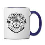 Dogs Also Can Feel The Music - Black - Contrast Coffee Mug - white/cobalt blue