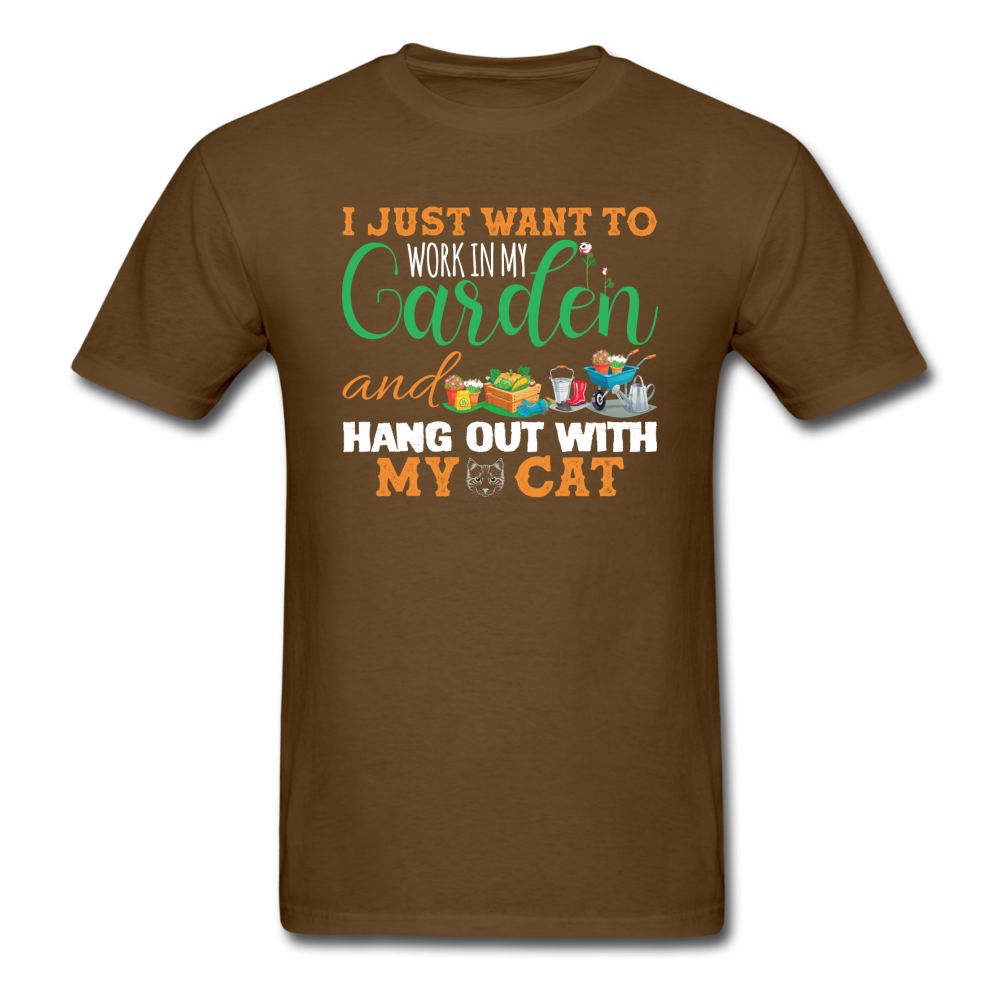 I just Want to Garden And My Cat - Unisex Classic T-Shirt - brown