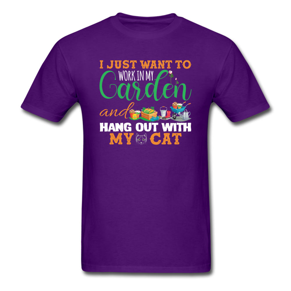 I just Want to Garden And My Cat - Unisex Classic T-Shirt - purple