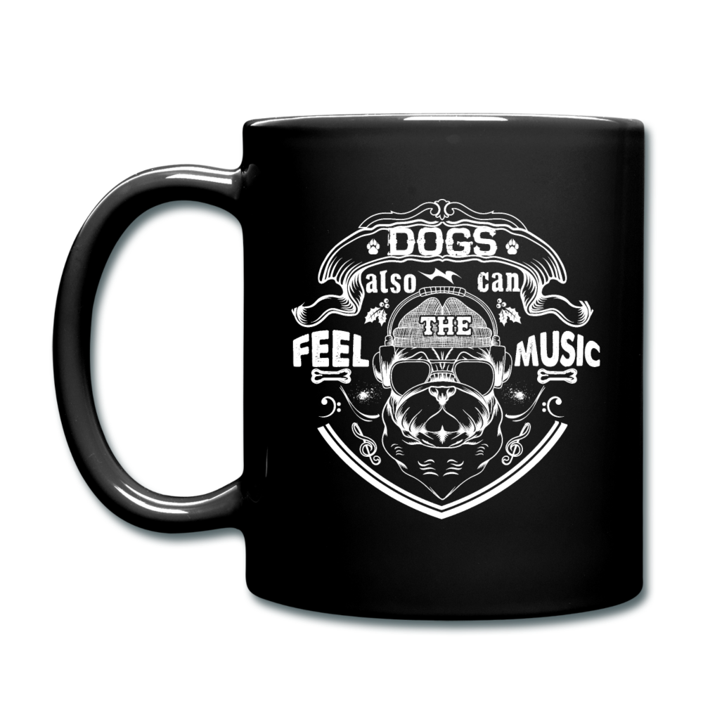 Dogs Also Can Feel The Music - White - Full Color Mug - black