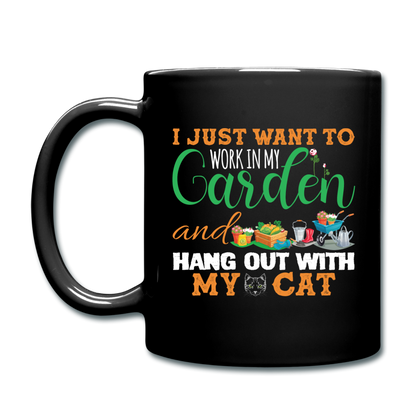 I just Want to Garden And My Cat - Full Color Mug - black