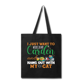 I just Want to Garden And My Cat - Tote Bag - black