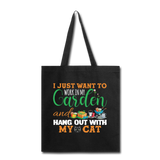 I just Want to Garden And My Cat - Tote Bag - black