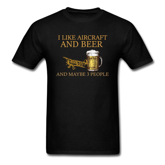 I Like Aircraft And Beer - Unisex Classic T-Shirt - black