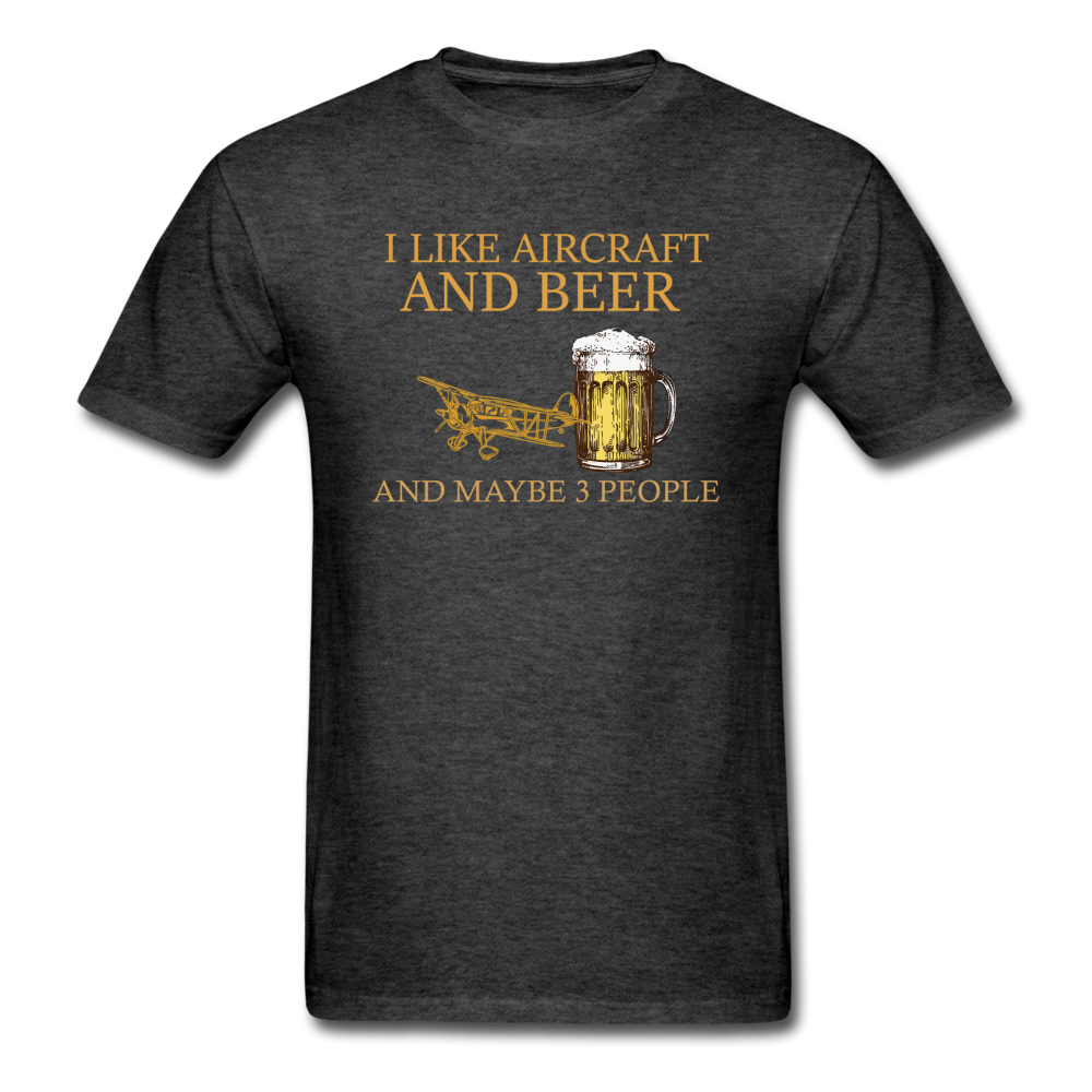 I Like Aircraft And Beer - Unisex Classic T-Shirt - heather black