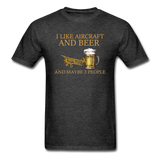 I Like Aircraft And Beer - Unisex Classic T-Shirt - heather black