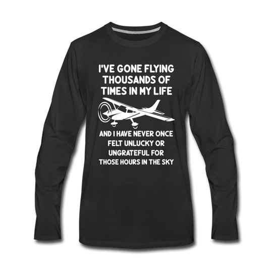 Gone Flying Thousands Of Times - White - Men's Premium Long Sleeve T-Shirt - black