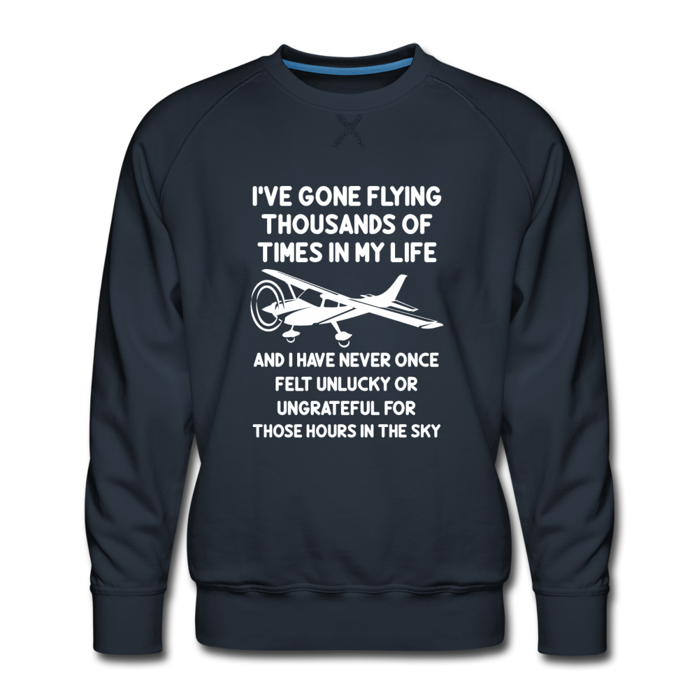 Gone Flying Thousands Of Times - White - Men’s Premium Sweatshirt - navy