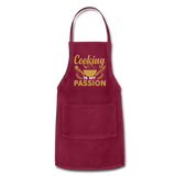 Cooking Is My Passion - Adjustable Apron - burgundy