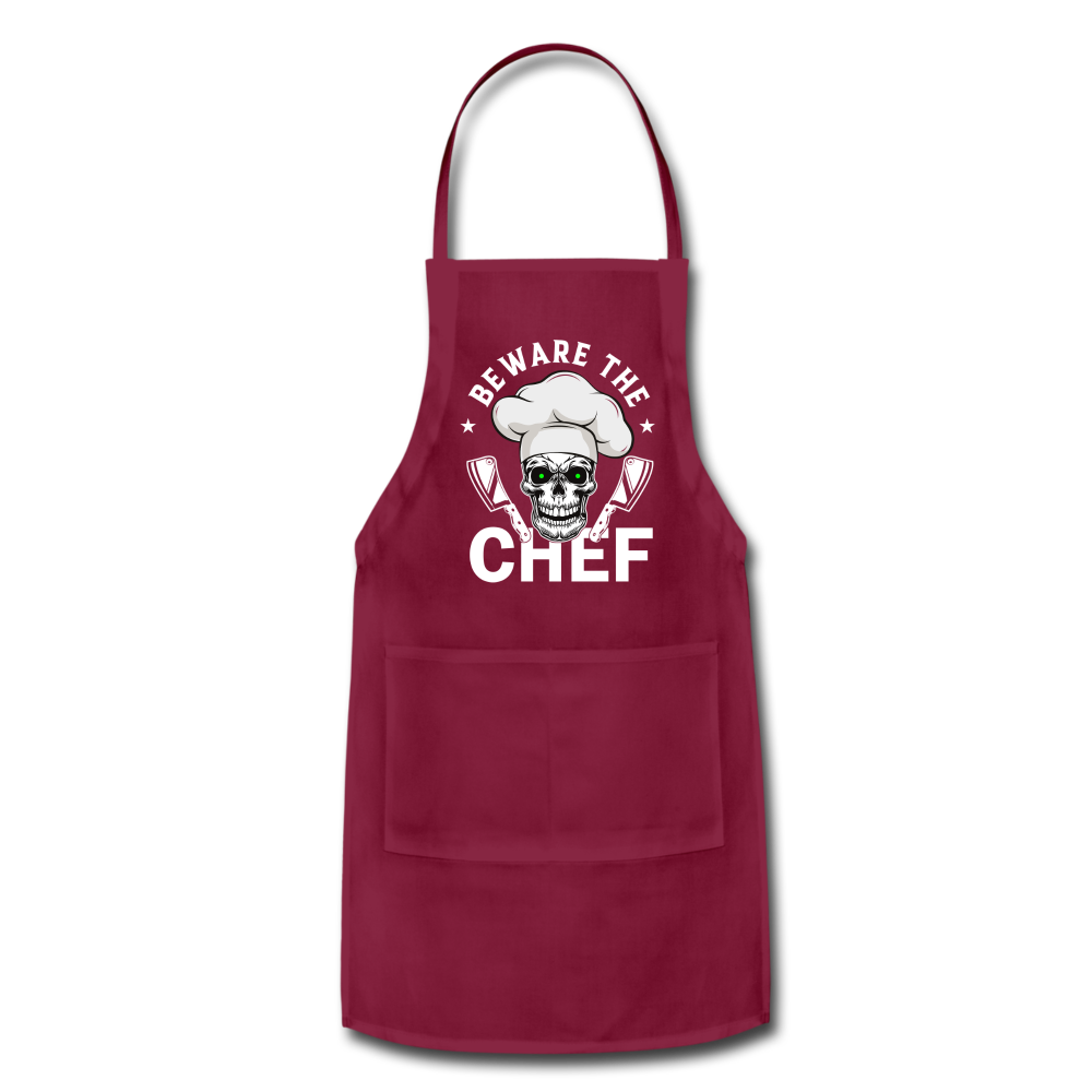 Beware The Chef - Adjustable Apron - burgundy