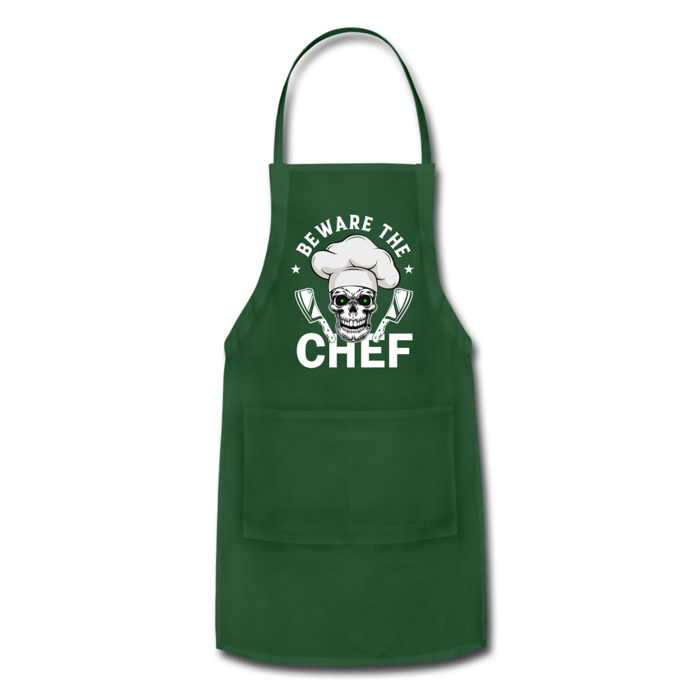 Beware The Chef - Adjustable Apron - forest green