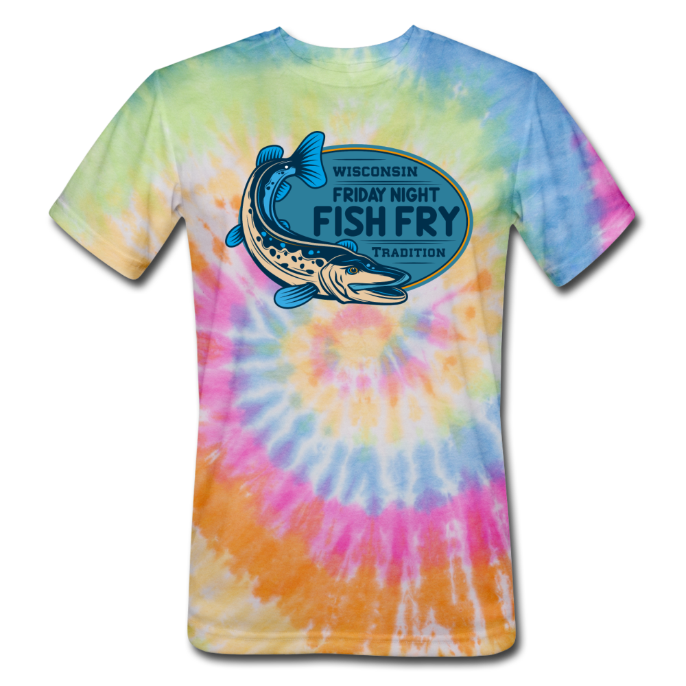 Wisconsin Friday Night Fish Fry Tradition - Unisex Tie Dye T-Shirt - rainbow