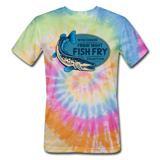 Wisconsin Friday Night Fish Fry Tradition - Unisex Tie Dye T-Shirt - rainbow