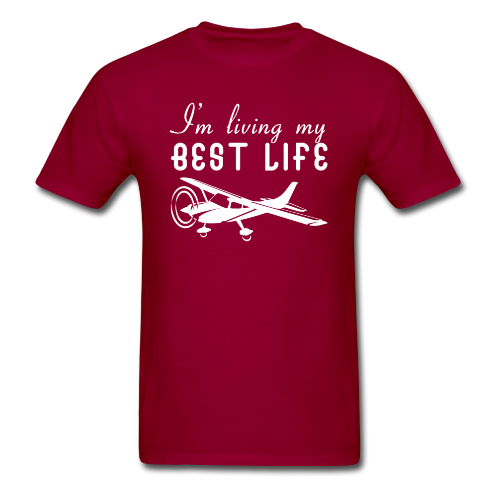 I'm Living My Best Life - White - Unisex Classic T-Shirt - dark red