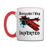 Because I Was Inverted - Biplane - Contrast Coffee Mug - white/red