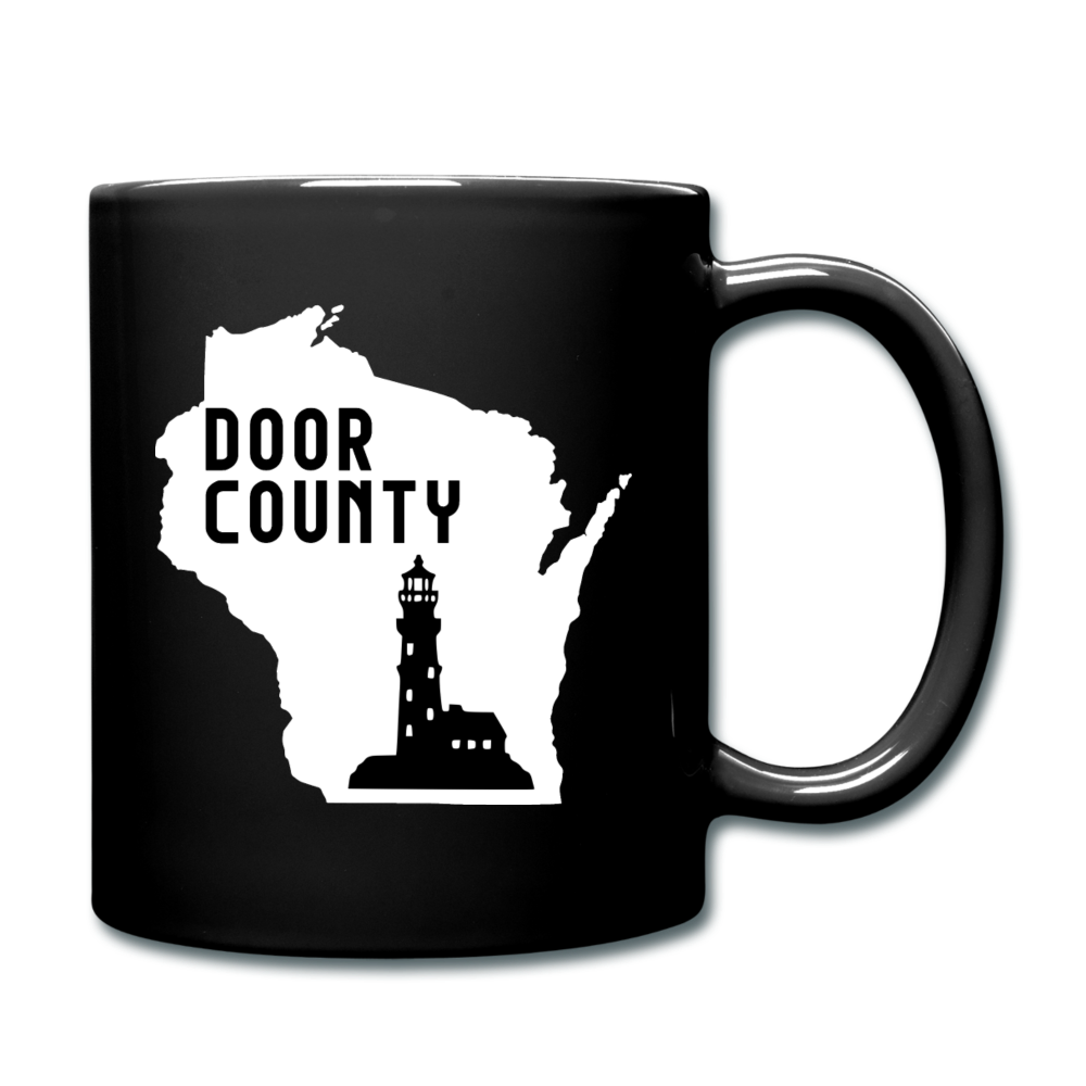 Door County Wisconsin - Lighthouse - Full Color Mug - black