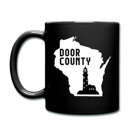 Door County Wisconsin - Lighthouse - Full Color Mug - black