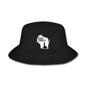 Door County Wisconsin - Lighthouse - Bucket Hat - black
