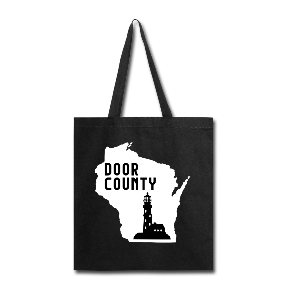 Door County Wisconsin - Lighthouse - Tote Bag - black