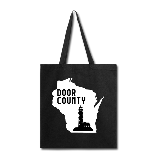 Door County Wisconsin - Lighthouse - Tote Bag - black