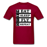 Eat, Sleep, Fly Repeat - v2 - Unisex Classic T-Shirt - dark red