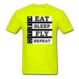 Eat, Sleep, Fly Repeat - v2 - Unisex Classic T-Shirt - safety green