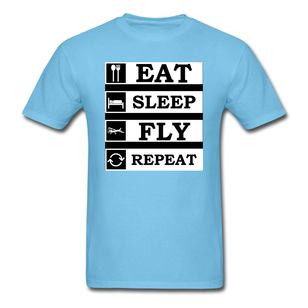 Eat, Sleep, Fly Repeat - v2 - Unisex Classic T-Shirt - aquatic blue