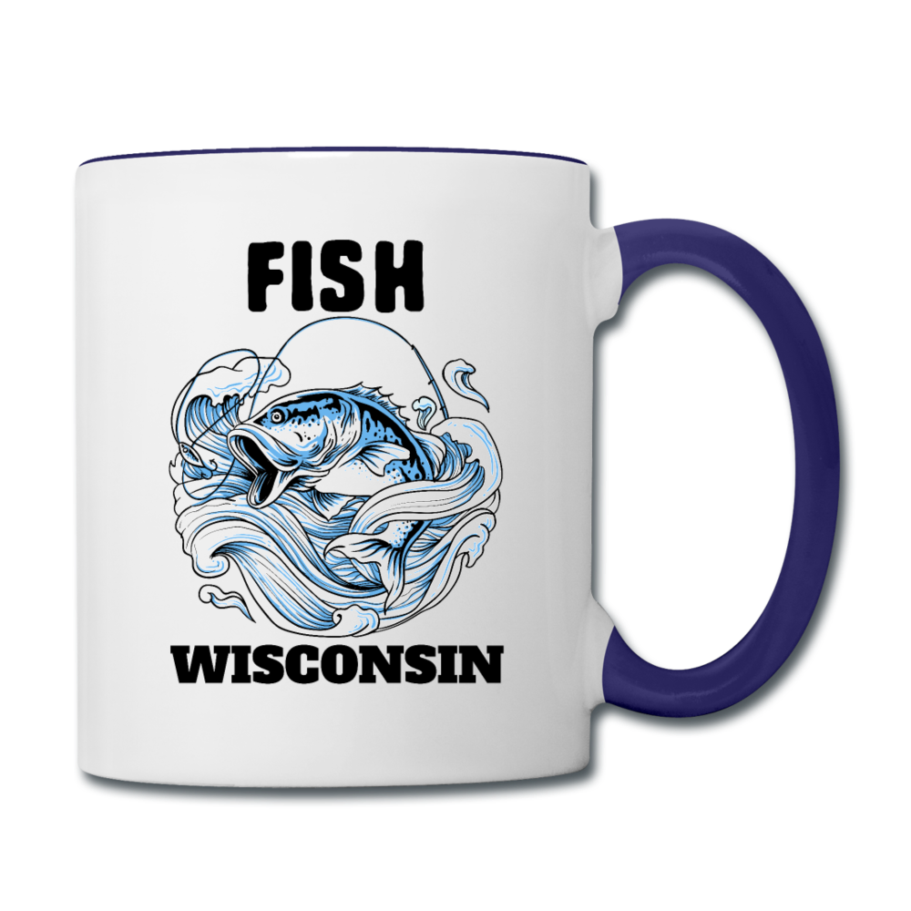 Fish Wisconsin - Contrast Coffee Mug - white/cobalt blue