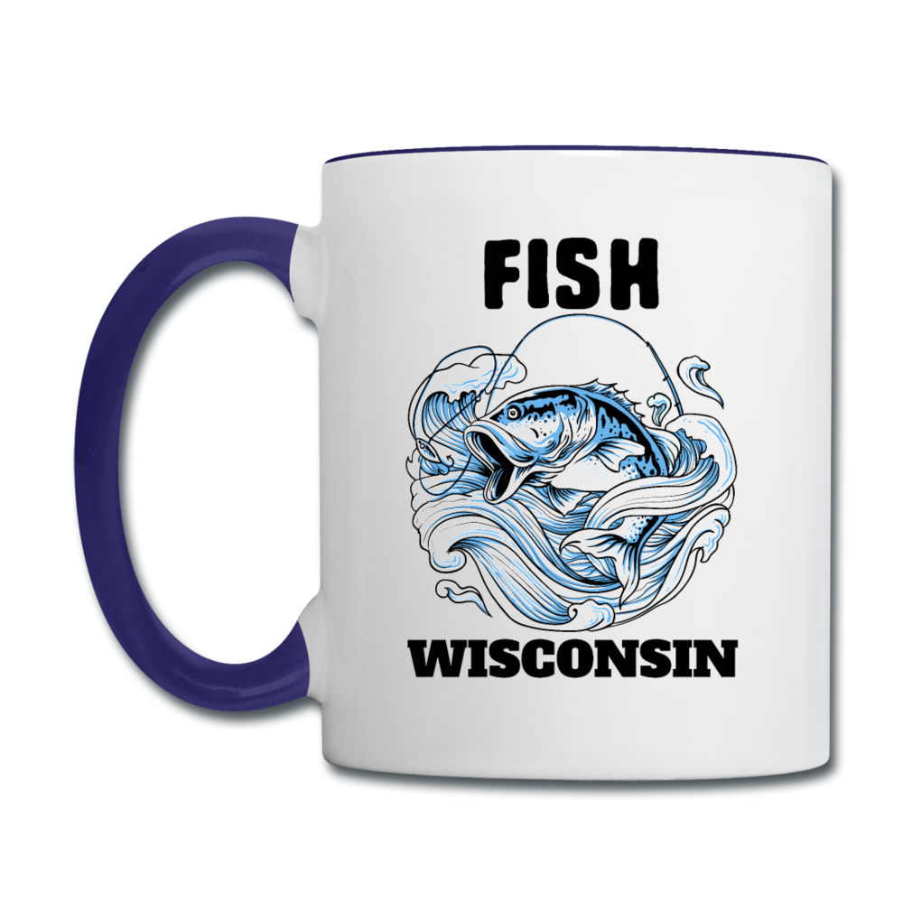 Fish Wisconsin - Contrast Coffee Mug - white/cobalt blue