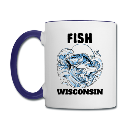 Fish Wisconsin - Contrast Coffee Mug - white/cobalt blue