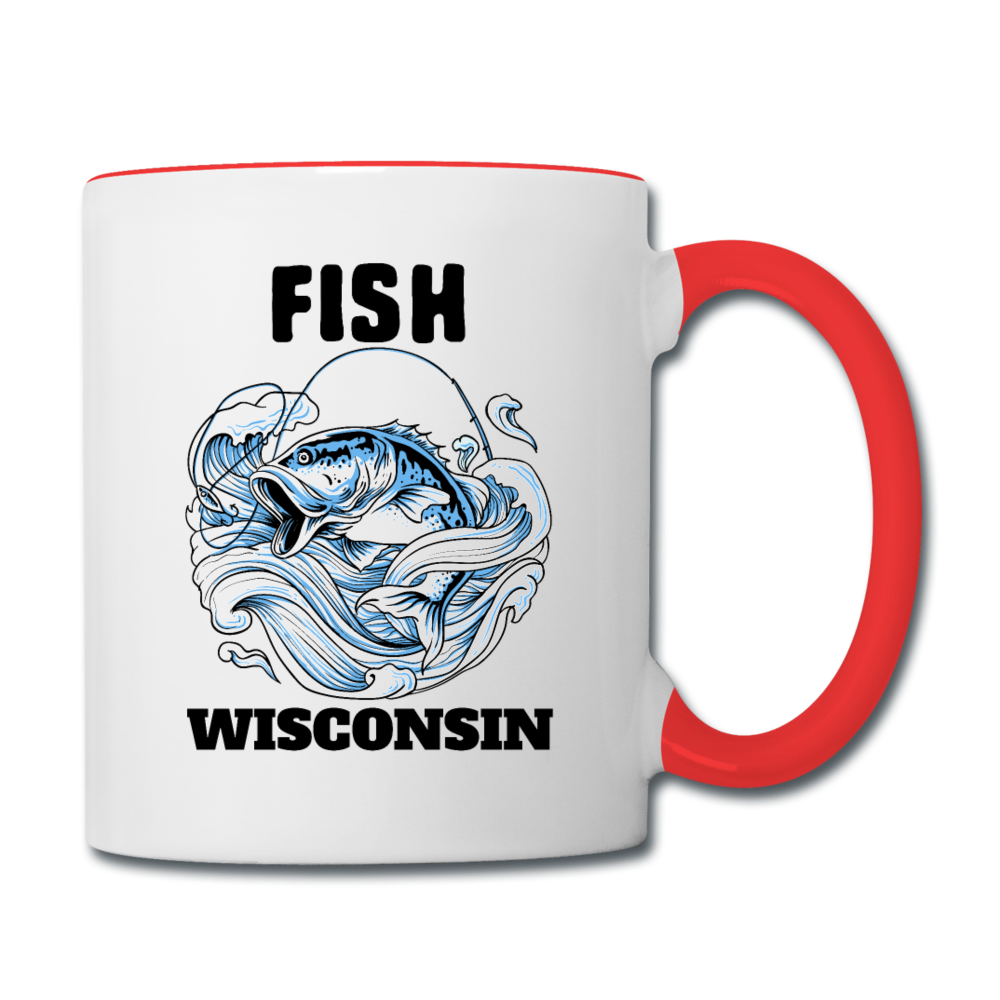 Fish Wisconsin - Contrast Coffee Mug - white/red