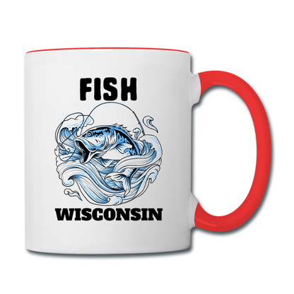 Fish Wisconsin - Contrast Coffee Mug - white/red