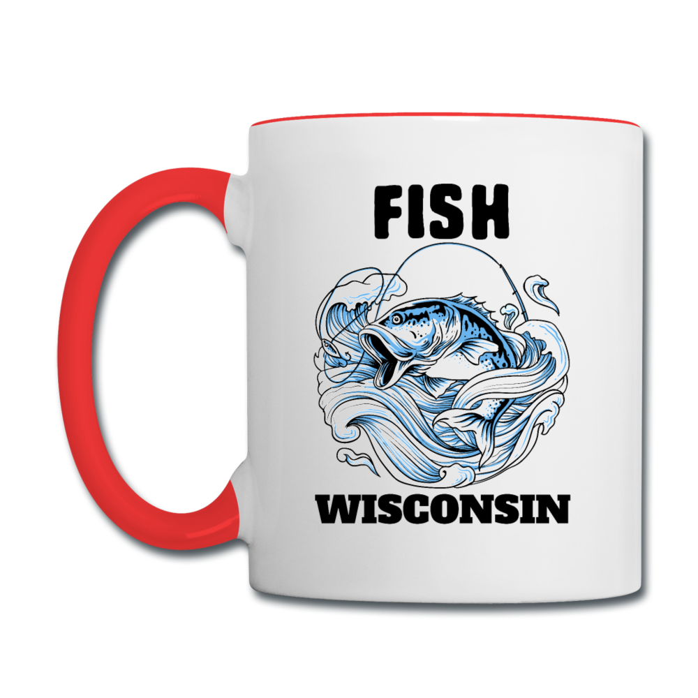 Fish Wisconsin - Contrast Coffee Mug - white/red