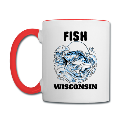 Fish Wisconsin - Contrast Coffee Mug - white/red