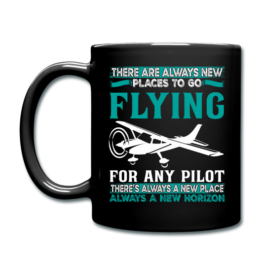 There Are Always New Places - Flying - Full Color Mug - black