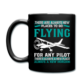 There Are Always New Places - Flying - Full Color Mug - black