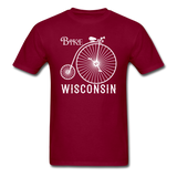 Bike Wisconsin - Vintage - White - Unisex Classic T-Shirt - burgundy