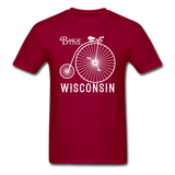 Bike Wisconsin - Vintage - White - Unisex Classic T-Shirt - dark red