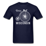 Bike Wisconsin - Vintage - White - Unisex Classic T-Shirt - navy