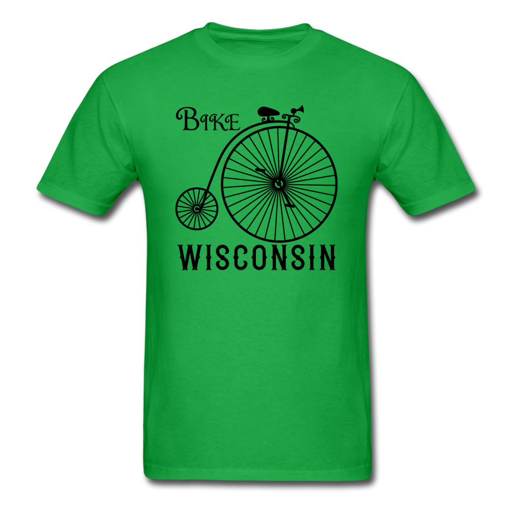 Bike Wisconsin - Vintage - Black - Unisex Classic T-Shirt - bright green