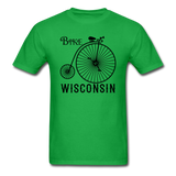 Bike Wisconsin - Vintage - Black - Unisex Classic T-Shirt - bright green