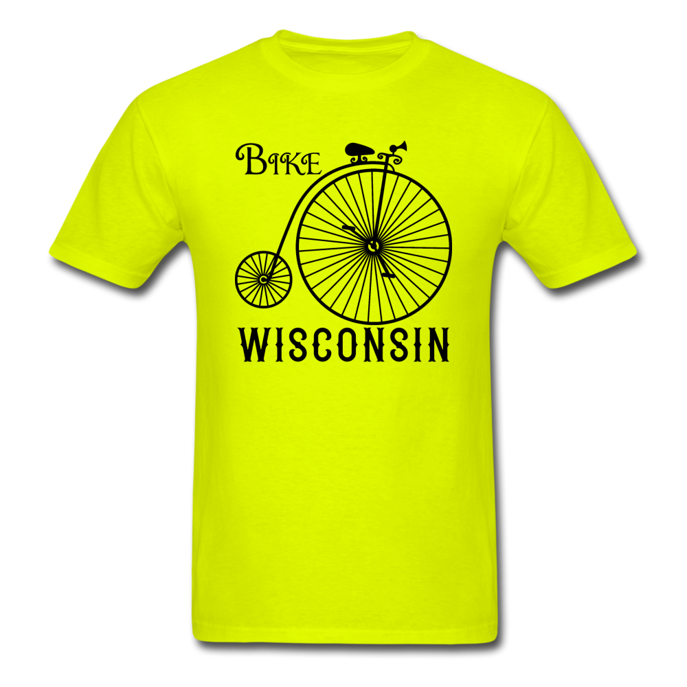 Bike Wisconsin - Vintage - Black - Unisex Classic T-Shirt - safety green