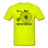 Bike Wisconsin - Vintage - Black - Unisex Classic T-Shirt - safety green