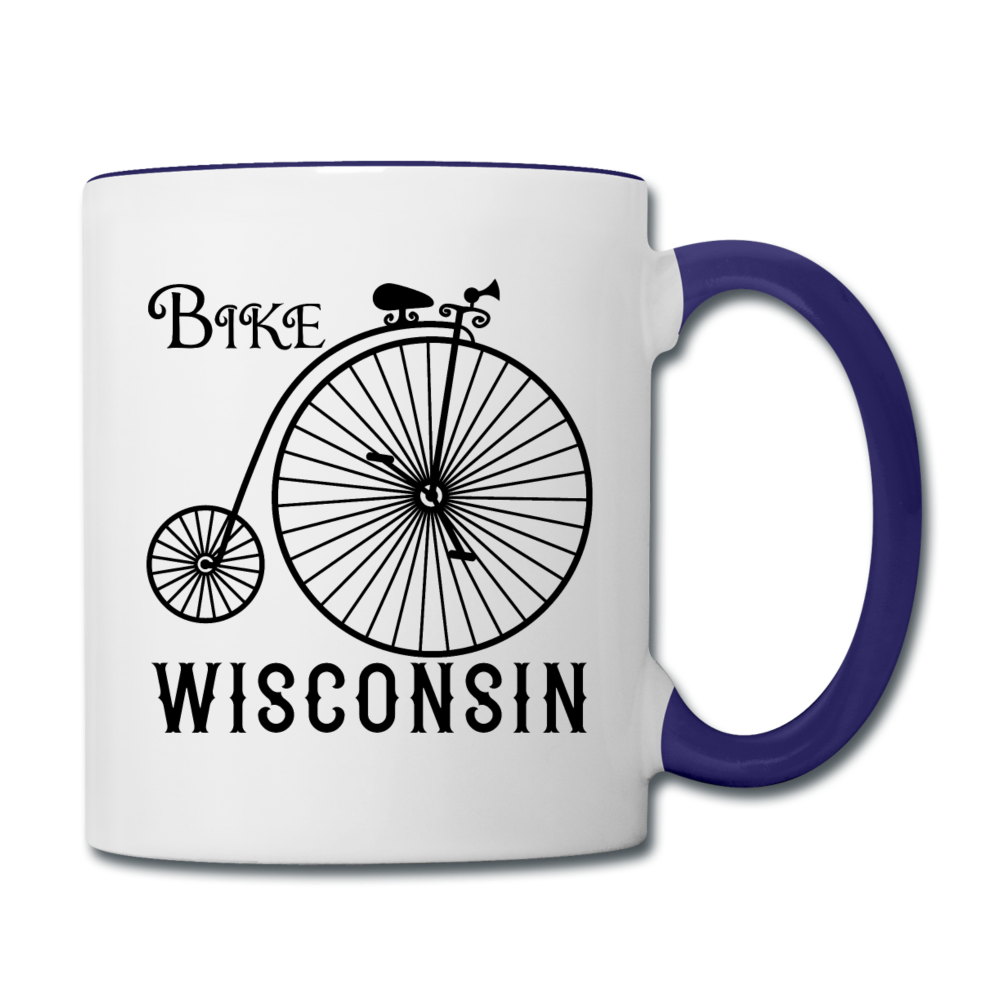 Bike Wisconsin - Vintage - Black - Contrast Coffee Mug - white/cobalt blue